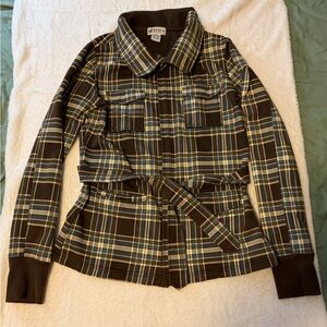 Self Esteem Plaid Utility Jacket - Brown and Yellow